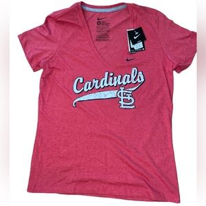 Nike St Louis Cardinals Slim Fit Women’s New V Neck Size XL T-Shirt NWTS Red